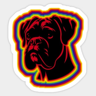 LGBTQ+ rainbow Boxer dog silhouette Sticker